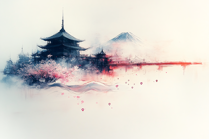 Pagoda And Mount Fuji Landscape