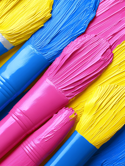 Paintbrushes in Primary Colors