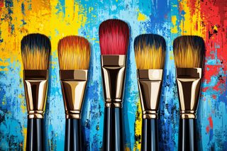 Paintbrushes in Vibrant Colors
