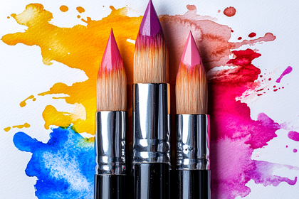Paintbrushes with Watercolor Splatters