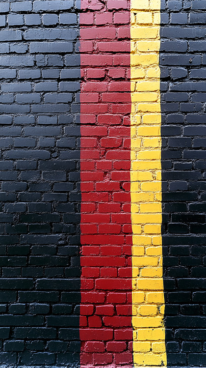 Painted Brick Wall With Tri-Color Stripes