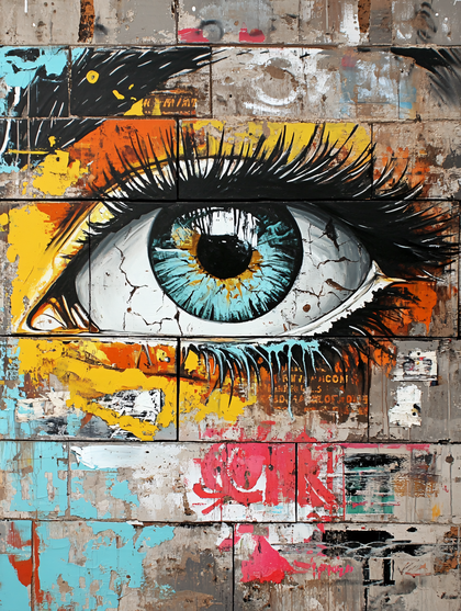 Painted Eye On Brick Wall