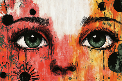 Painted Eyes With Abstract Floral Design
