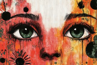 Painted Eyes With Abstract Floral Design