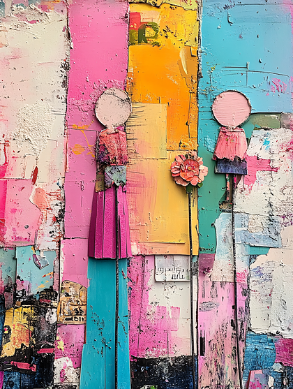 Painted Figures with Flower