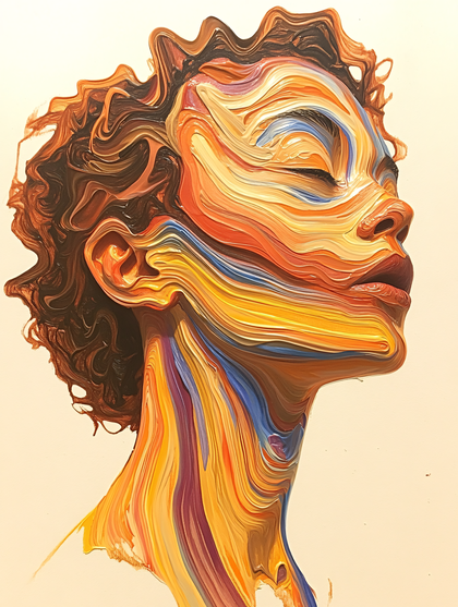 Painted Portrait Of A Woman In Profile