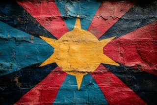 Painted Star On Brick Wall