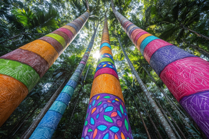 Painted Trees In A Forest