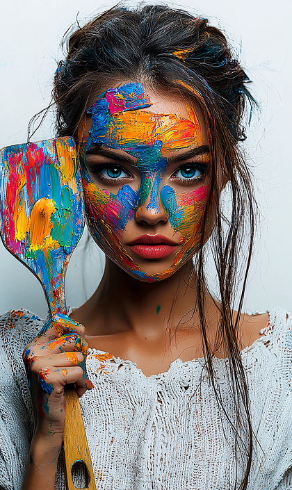 Painted Woman With Palette Knife