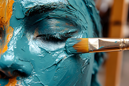 Painting Face with Blue Paint
