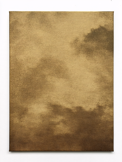 Painting with a cloudy gold background