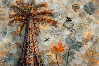 Palm Tree Birds Digital Art