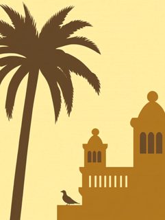 Palm Tree Silhouette and Architectural Elements