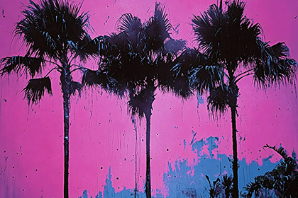 Palm Trees Silhouette Against a Pink Sky