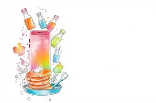 Pancake Stack and Syrup Bottles