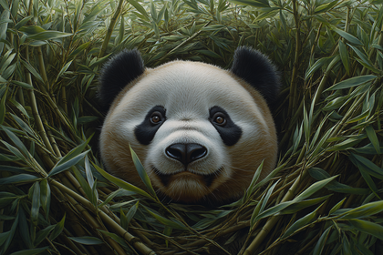 Panda Head In Bamboo