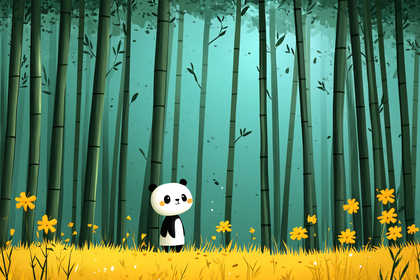 Panda In Bamboo Forest