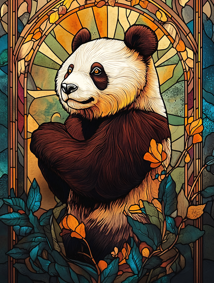 Panda In Stained Glass