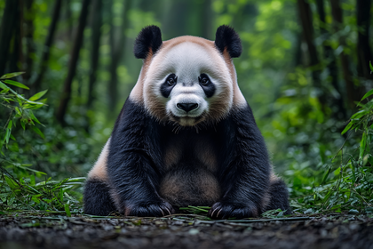 Panda Sitting In Forest