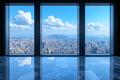Panoramic City View From Modern Office