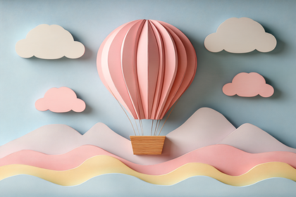 Paper Art Hot Air Balloon Scene