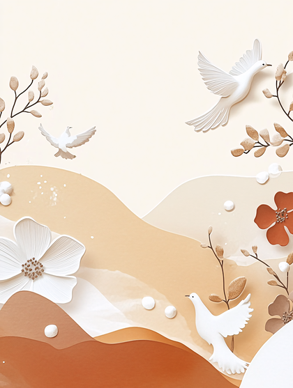 Paper Cut Art Doves and Flowers