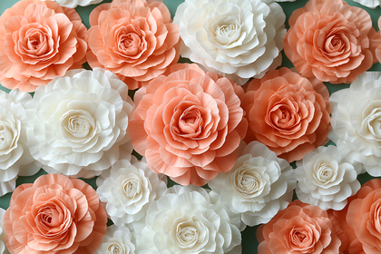 Paper Flowers Peach And White