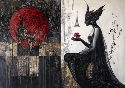 Parisian Gothic Offering of a Crimson Rose