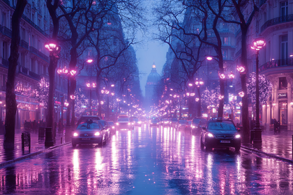 Parisian Streetscape At Night