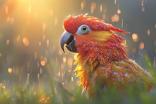 Parrot In Rain