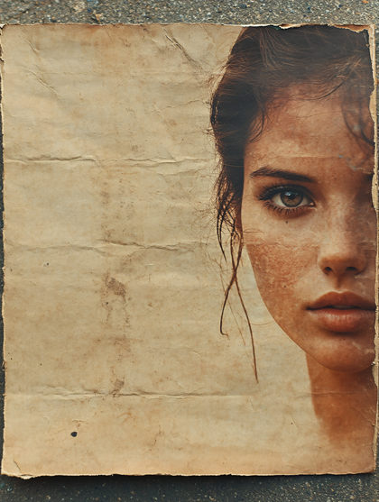 Partial Portrait On Aged Paper