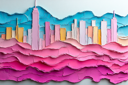Pastel Cityscape Impasto