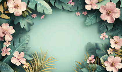 Pastel Floral Tropical Border