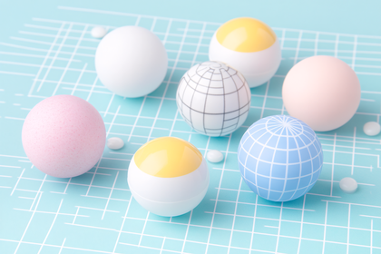 Pastel Spheres on Grid Background