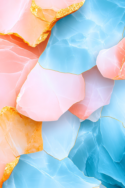 Pastel Stone Fragments with Golden Edges