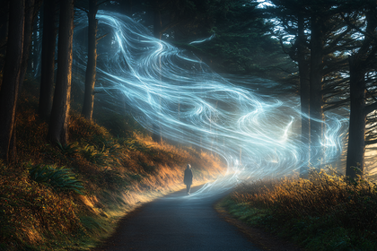 Path Of Light Through The Forest