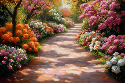 Path Through Blooming Flowers
