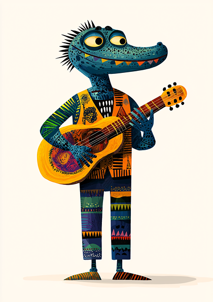 Patterned Crocodile Guitarist