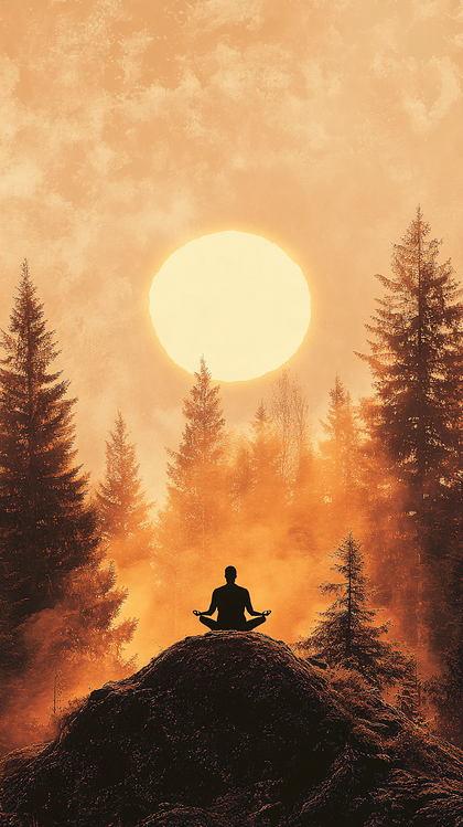 Peaceful Meditation in Misty Woods