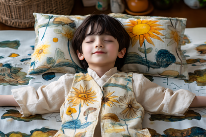Peaceful Slumber of a Child in Floral Attire