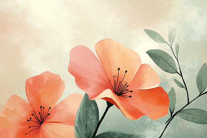 Peach Floral Illustration