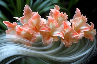 Peach Striped Gladiolus Bloom