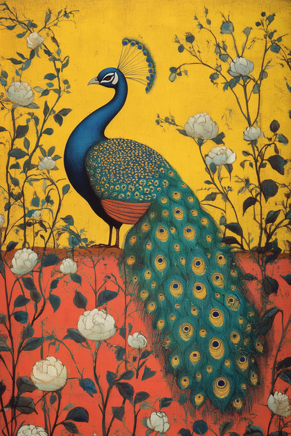 Peacock Among Roses