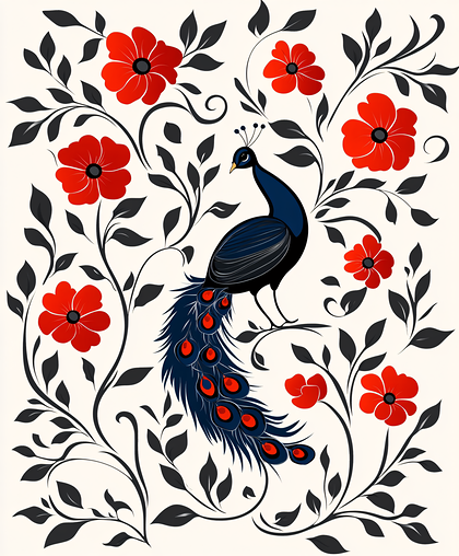 Peacock and Floral Motif