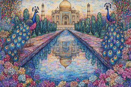 Peacock at Taj Mahal