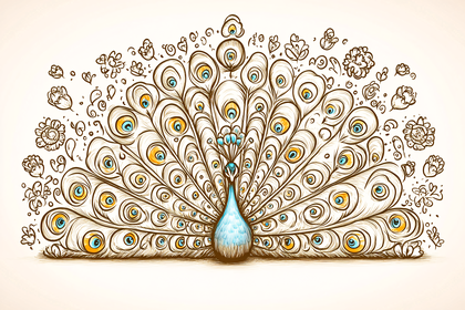 Peacock Display Illustration