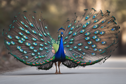 Peacock Displaying Feathers