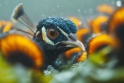 Peacock Head Close-Up
