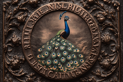Peacock in Bronze Medallion