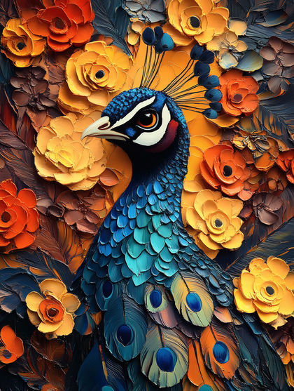 Peacock in Floral Abundance